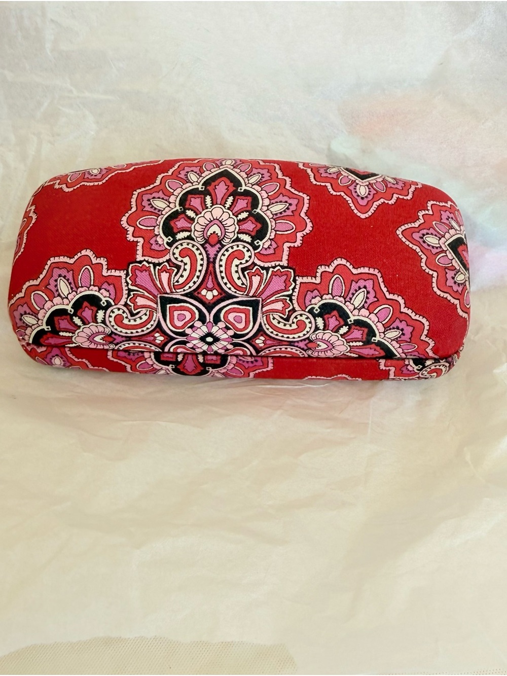 Vera Bradley Raspberry Red Paisley Sunglasses Case with Pink and Black Accents